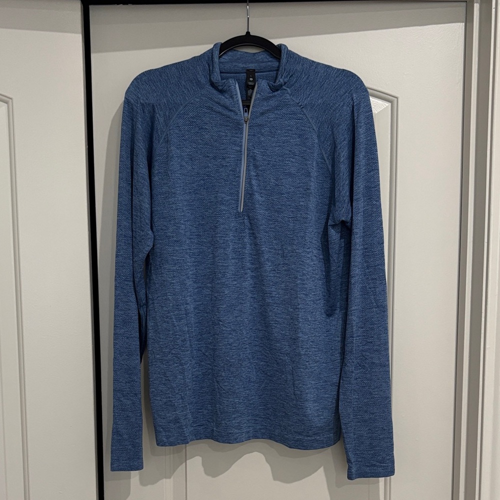 lululemon athletica Men's Heathered Blue Zip-Up Sweater